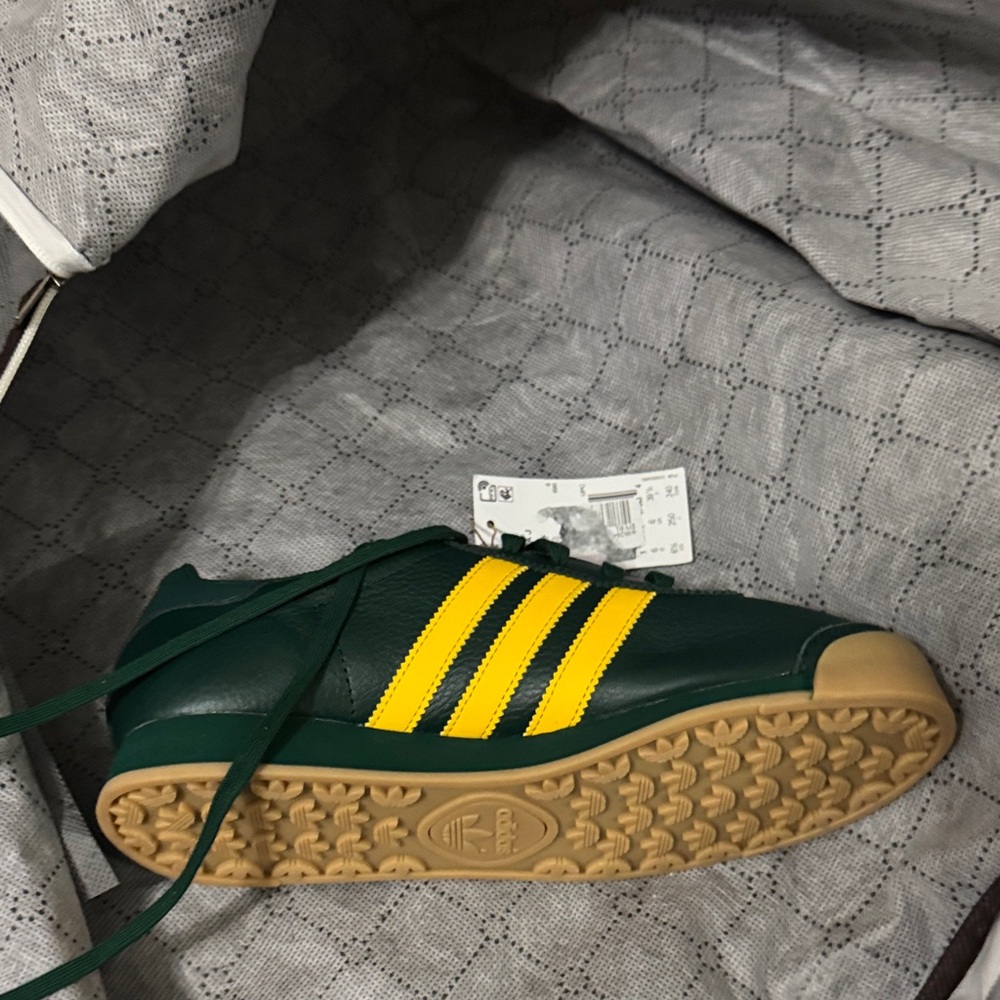 Adidas Forest Green Sneakers with Yellow Accents